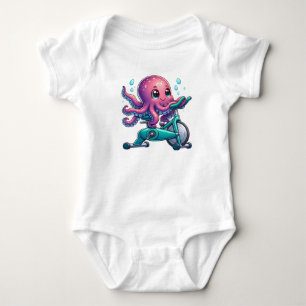 Excercise Bike Octopus Baby Bodysuit