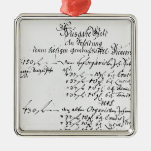 Excerpt from J.S. Bach's salary payment Metal Tree Decoration