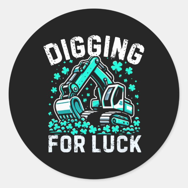 Excevator St Patricks Day Boys St Pats Constructio Classic Round Sticker (Front)