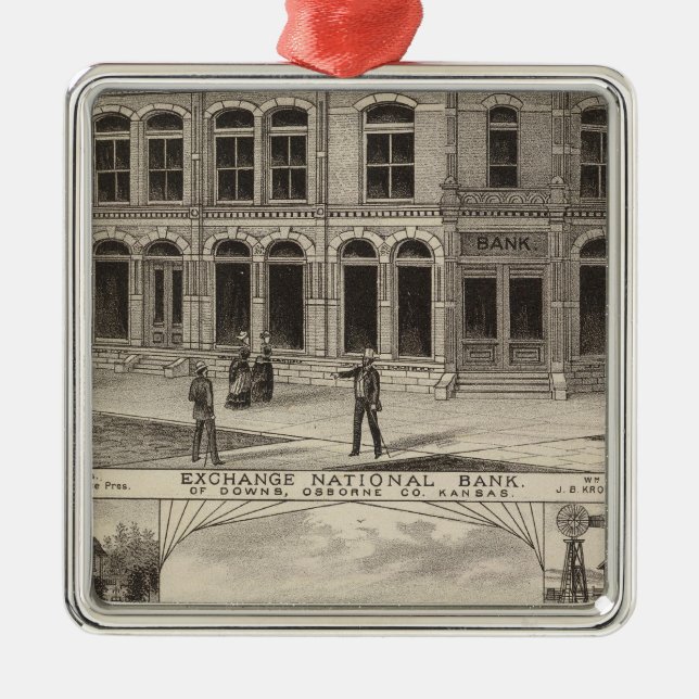 Exchange National Bank of Downs, Kansas Metal Ornament (Front)