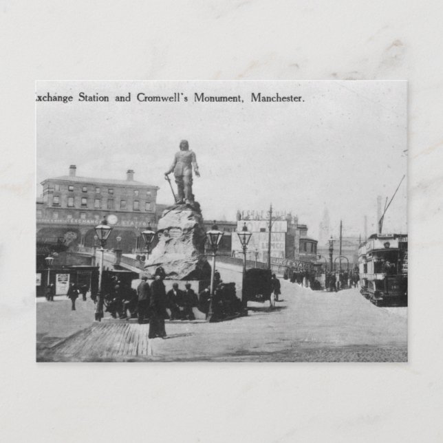 Exchange Station and Cromwell's Monument Postcard (Front)