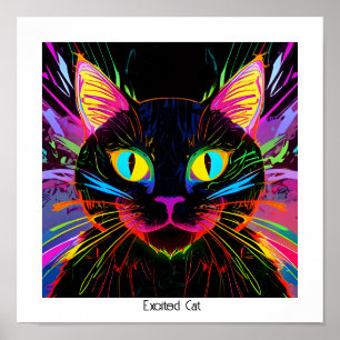 Excited Cat Poster