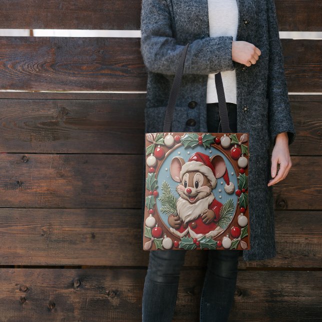 Excited Christmas Mouse Tote Bag (Creator Uploaded)