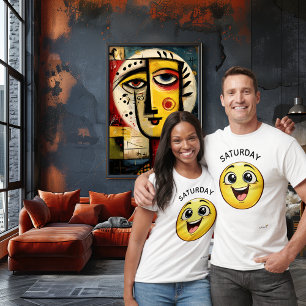 Excited Emoji Saturday Mood Design T-Shirt