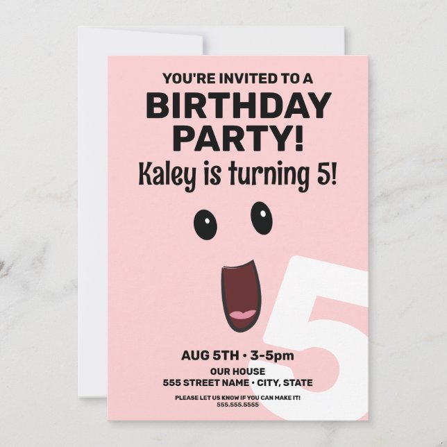 Excited Face Birthday Invitation (Front)