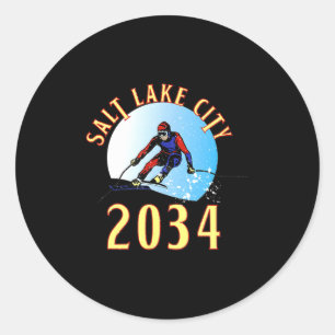 Excited for 2034 for salt lake city utah classic round sticker