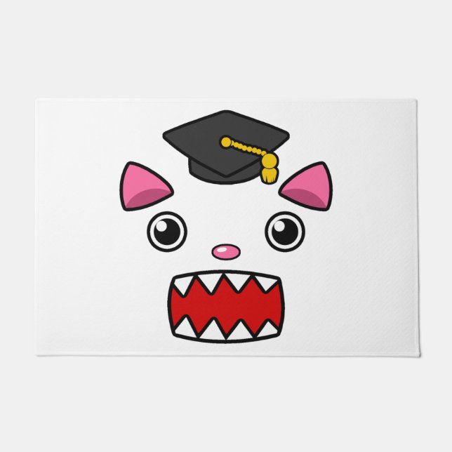 Excited Graduation Cat Doormat (Front)