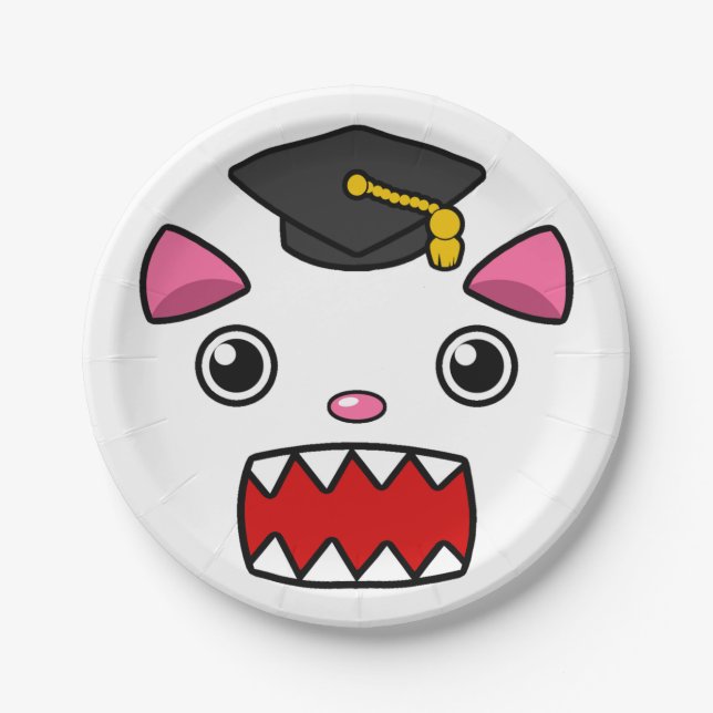 Excited Graduation Cat Paper Plate (Front)