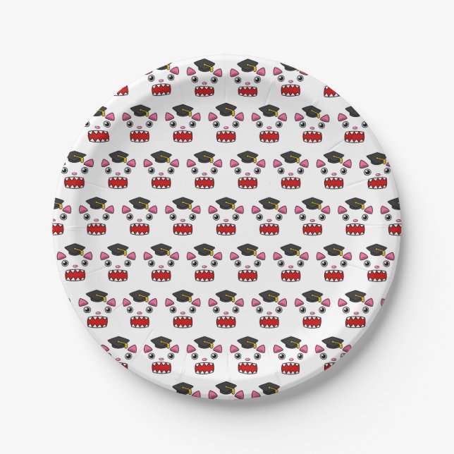 Excited Graduation Cat Paper Plate (Front)