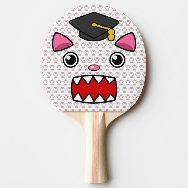 Excited Graduation Cat Ping Pong Paddle (Front)