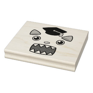 Excited Graduation Cat Rubber Stamp
