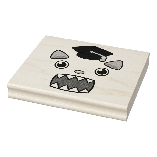 Excited Graduation Cat Rubber Stamp (Stamp)