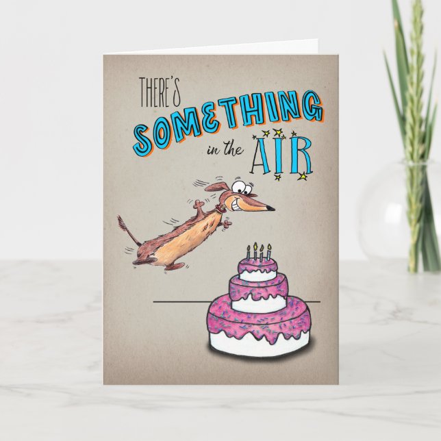 Excited Leaping Dachshund Birthday Card (Front)