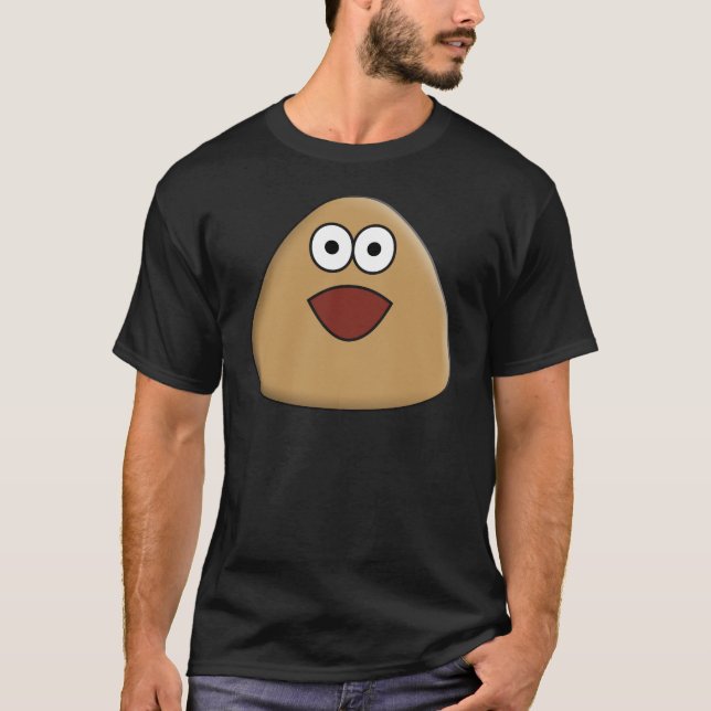 Excited Pou - T-Shirt - Dark Colours (Front)