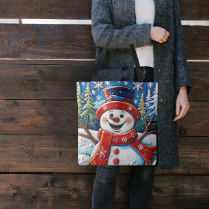 Excited Snowman Tote Bag
