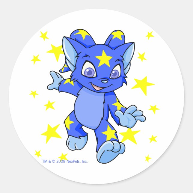 Excited Starry Acara with star burst Classic Round Sticker (Front)