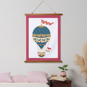 Exciting Colourful Steampunk Hot Air Balloon Hanging Tapestry