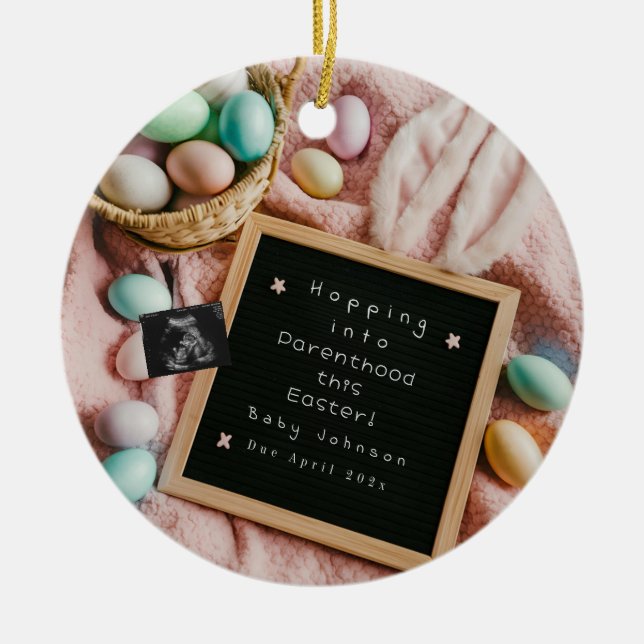 Exciting Easter pregnancy announcement  Ceramic Ornament (Front)