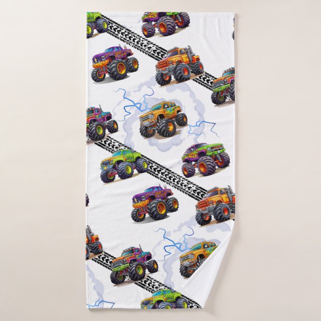 Exciting Kids Monster Truck Pattern Bath Towel (Bath Towel)