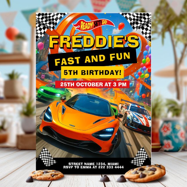 Exciting Race Car Birthday Party Invitation (Creator Uploaded)