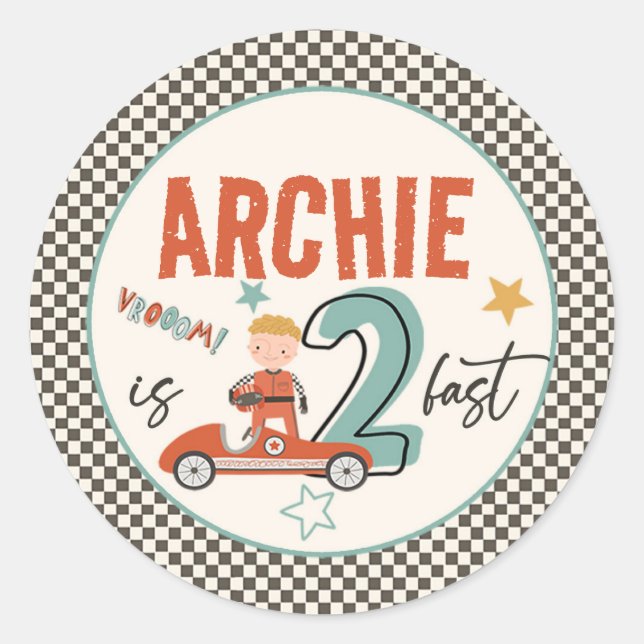 Exciting Race Car Themed Stickers  (Front)