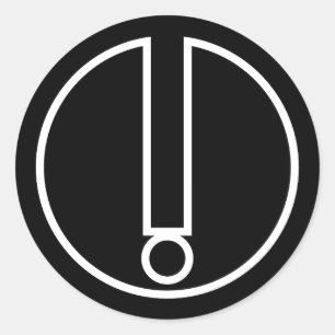 Exclamation mark Symbol in black circle Classic Round Sticker