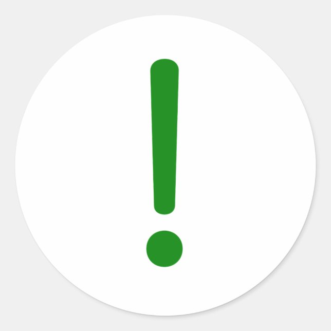 Exclamation Point! Yellow Green Pink Classic Round Sticker (Front)