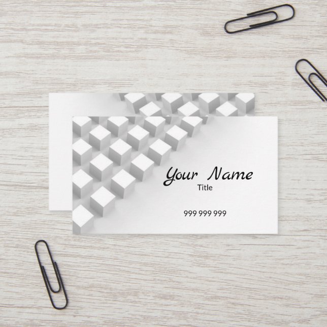 Exclusive 3D modern white Business Card (Front/Back In Situ)