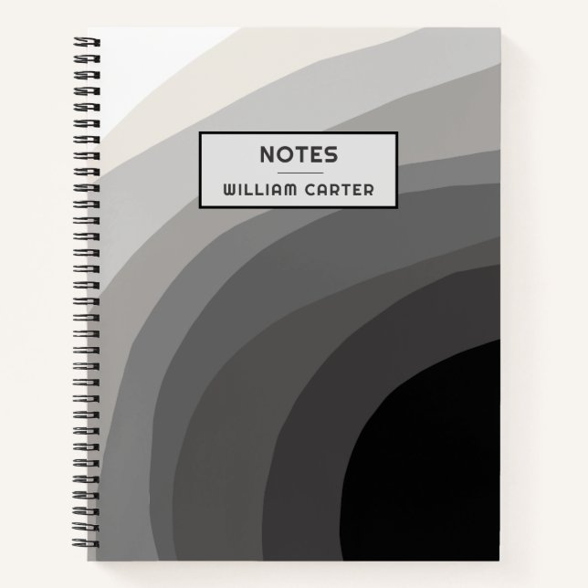 Exclusive Black and Grey Design Custom Text Notebook (Front)