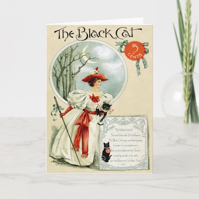 EXCLUSIVE "BLACK CAT" ART NOUVEAU HALLOWEEN CARD (Front)