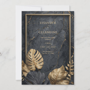 Exclusive Black Marble & Gold VIP Wedding Invitation