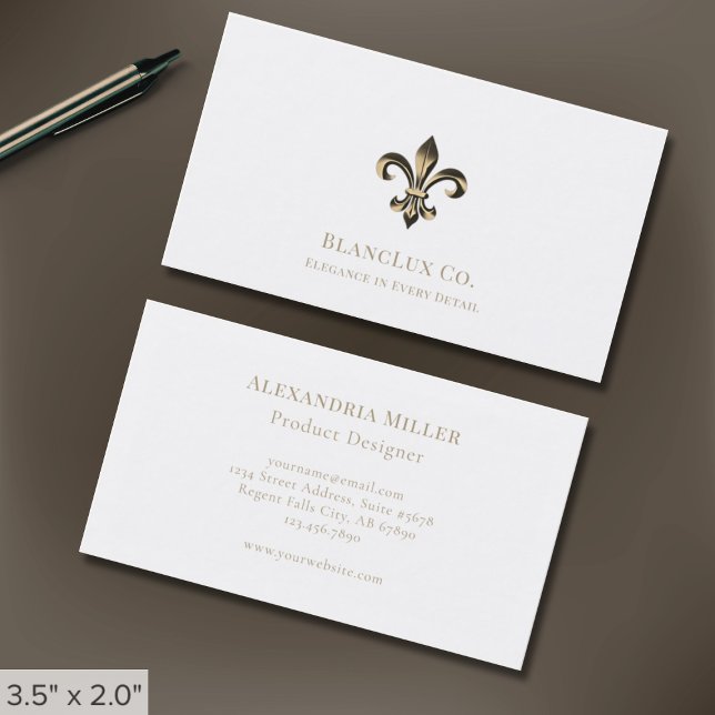 Exclusive Fleur-de-lis Logo White Business Card (Creator Uploaded)