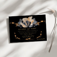 Exclusive Gold And Black Floral Wedding Invitation