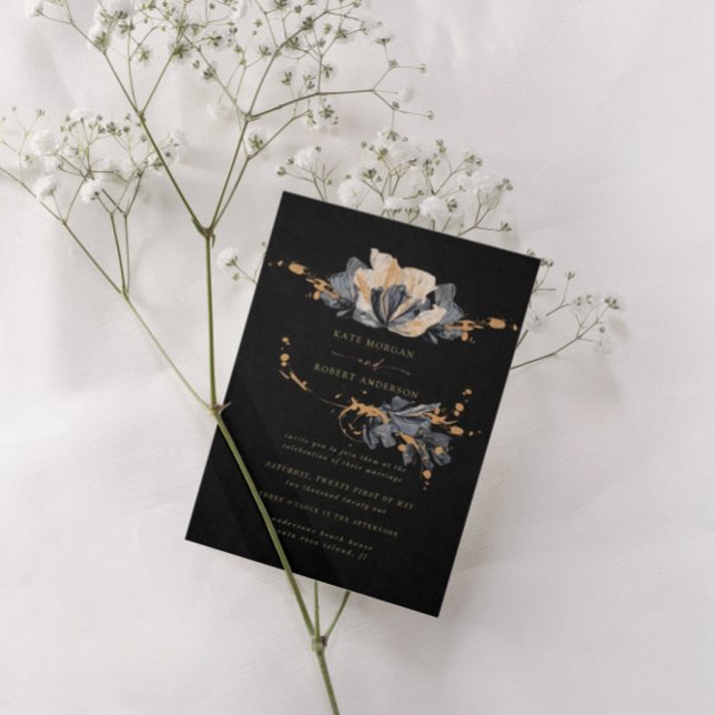 Exclusive Gold And Black Floral Wedding Invitation (Creator Uploaded)