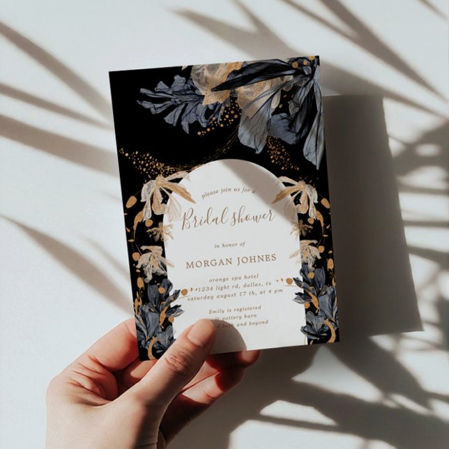 Exclusive Gold Black Floral Bridal Shower Invite (Creator Uploaded)