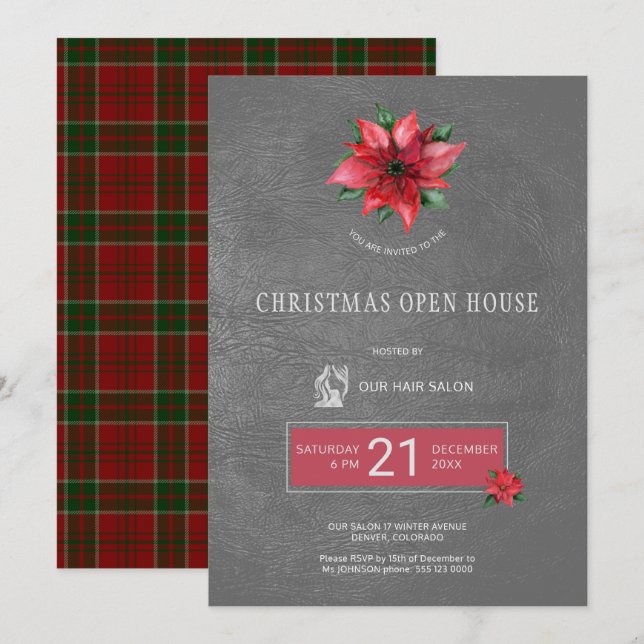 Exclusive Hair Salon Christmas Open House Party Invitation (Front/Back)