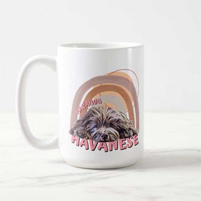 Exclusive HavaHug Havanese, Chocolate, Dog Lover Coffee Mug (Left)