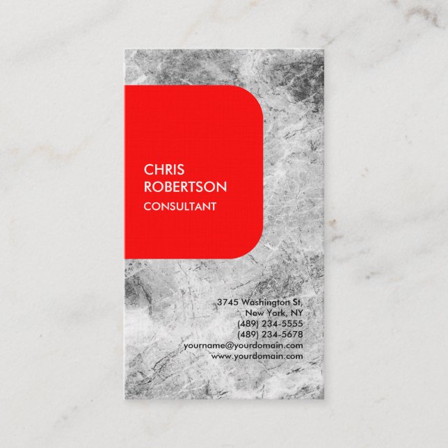 Exclusive Linen Special Red Grey Modern Unique Business Card (Front)