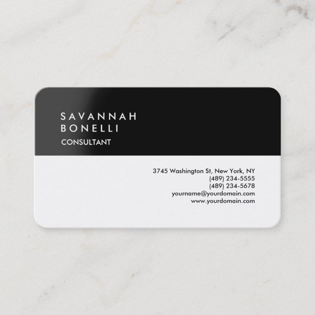 Exclusive Modern Black White Trendy Minimalist Business Card (Front)