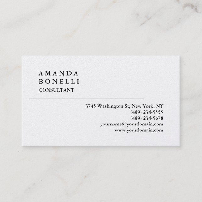 Exclusive Modern Plain Trendy Minimalist Business Card (Front)