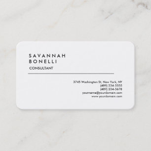 Exclusive Modern Plain White Trendy Minimalist Business Card