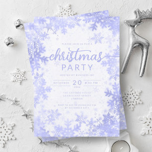 Exclusive Navy Blue Snowflakes Company Christmas  Invitation
