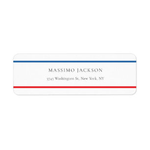 Exclusive Personal Modern Blue Red White Return Address Label