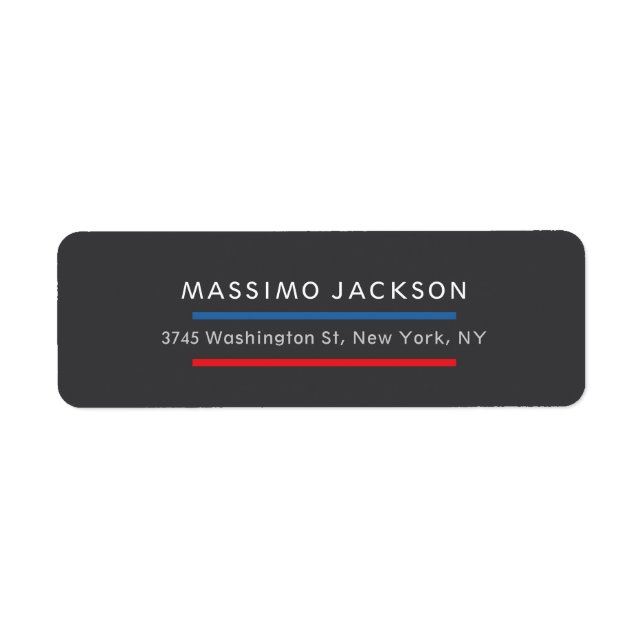 Exclusive Personal Modern Dark Grey Black Return Address Label (Front)
