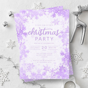 Exclusive Purple Snowflakes Company Christmas  Invitation