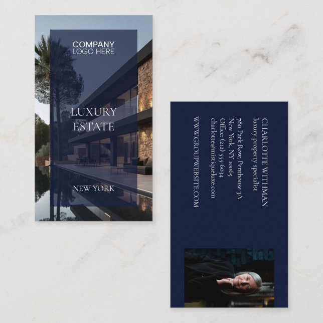 Exclusive Real Estate Property photo Luxury agent Business Card (Front/Back)
