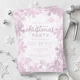 Exclusive Rose Gold Snowflakes Company Christmas  Invitation