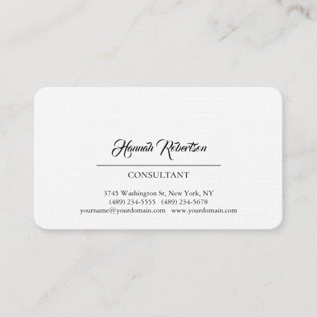 Exclusive Script Black White Plain Creative Modern Business Card (Front)
