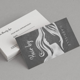 Exclusive silver Grey Leather Look Hair Stylist Appointment Card