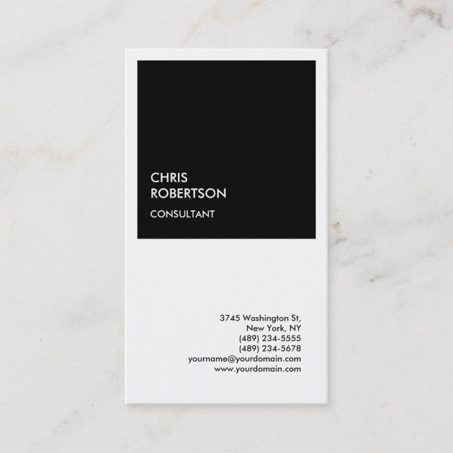 Exclusive Special Black & White Modern Minimalist Business Card (Front)